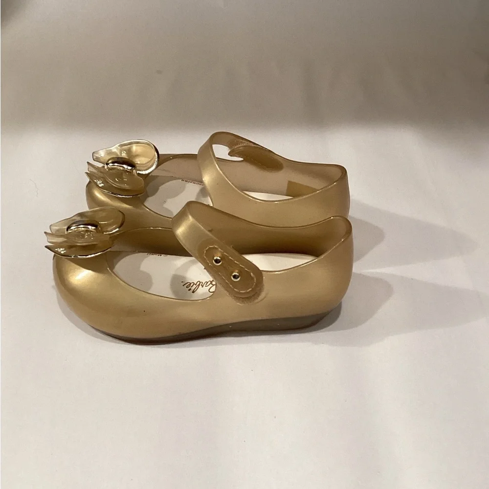 Mini Melissa Barbie Gold Heart Dress Shoes